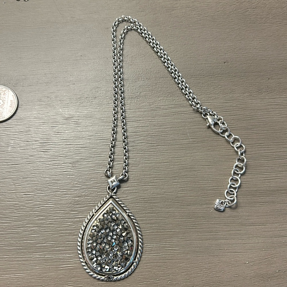 Brighton Necklace with saying on the back silver copperish rhinestones